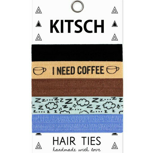  KITSCH キッチュ PRINTED&LIMITED EDITION HAIE TIES ヘアゴム 5本セット COFFEE　ヘアクリップ シュシュ ブレスレット