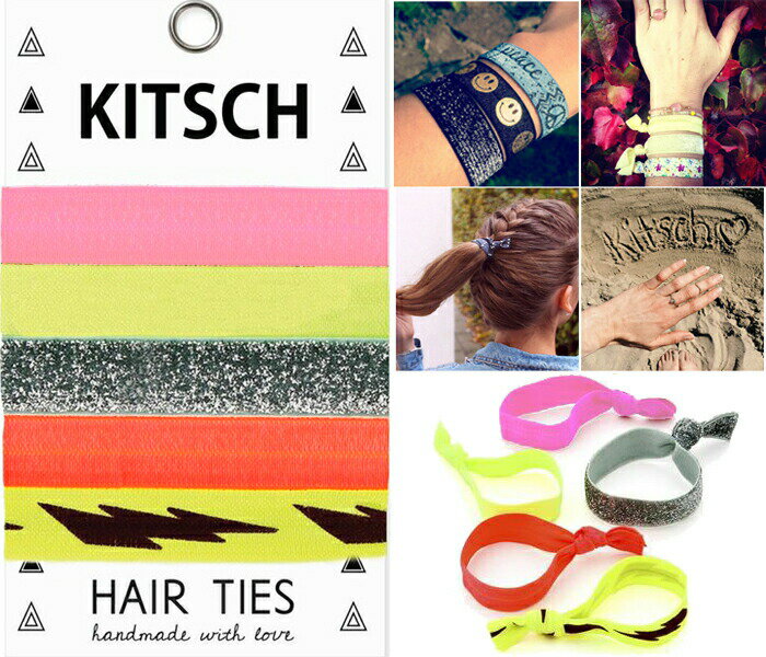 【メール便可】 KITSCH キッチュ SOLID HAIR TIES ヘアゴム 5本セット ELECTRIC SL...