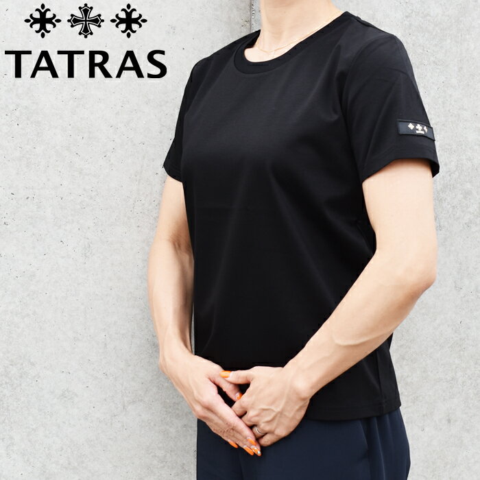 Rakuten - TATRAS タトラス レディース Tシャツ ZINNIA ジーニア LCKZ0351083588 BLACK/ブラック タトラス レディース カットソー クルーネック スーピマコットン ショートスリーブ 袖ロゴ