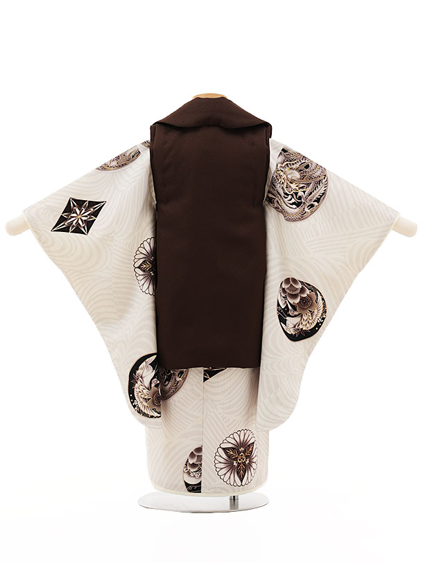 【レンタル】 ジャパンスタイル 七五三 着物 3歳 七五三 3歳 男の子 被布 七五三 男の子 レンタル 3歳 着物 被布 753 七五三 3歳レンタル 男の子 被布 753m 3saim 3saihihu 90-100mcm ベージュ系 H087 2