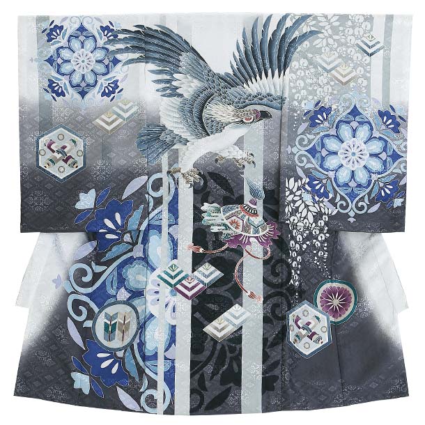 【レンタル】単衣産着 レンタル 夏用産着 お宮参り 祝着 4点セット 着物 長襦袢 帽子 よだれかけ お守り 男の子レンタル産着 男児産着 レンタル 着物レンタル danjiubugi suhdanjiubugi グレー 白色 K031