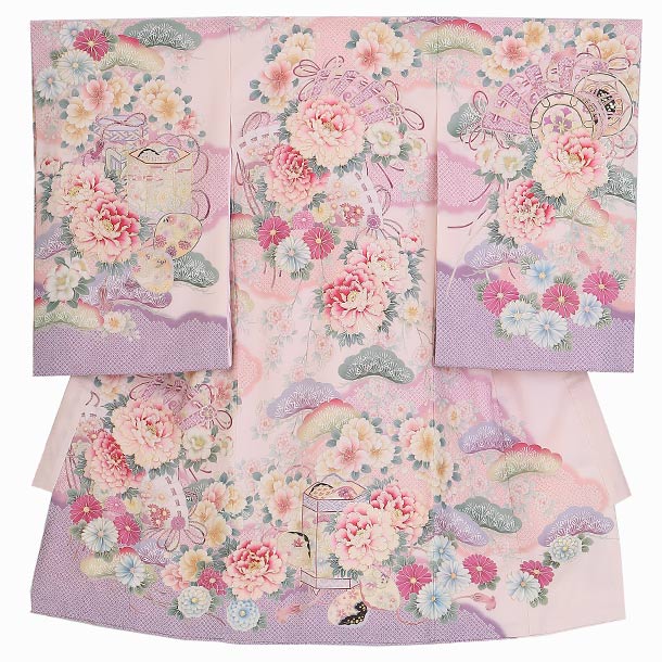 【レンタル】華徒然 お宮参り 着物 レンタル お宮参り 産着 レンタル 女の子 100日祝い ベビー着物 祝着 4点セット 着物 長襦袢 帽子 よだれかけ お守り 女の子レンタル産着 女児産着 レンタル 着物レンタル 着物 U087