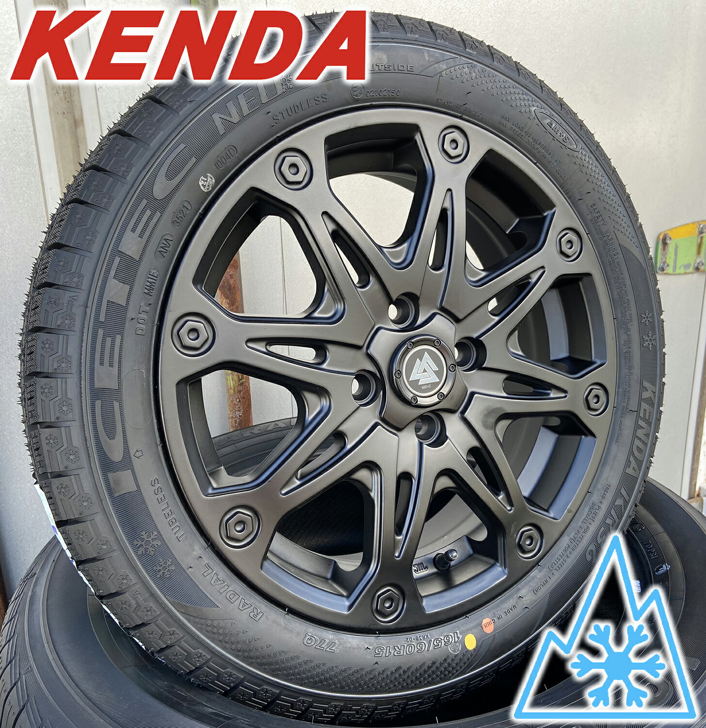 165/60R15 スタッドレスタイヤ ホイールセット 15インチ ハスラー デリカミニ ウェイク ハイゼットジャンボ KENDA KR36 hara