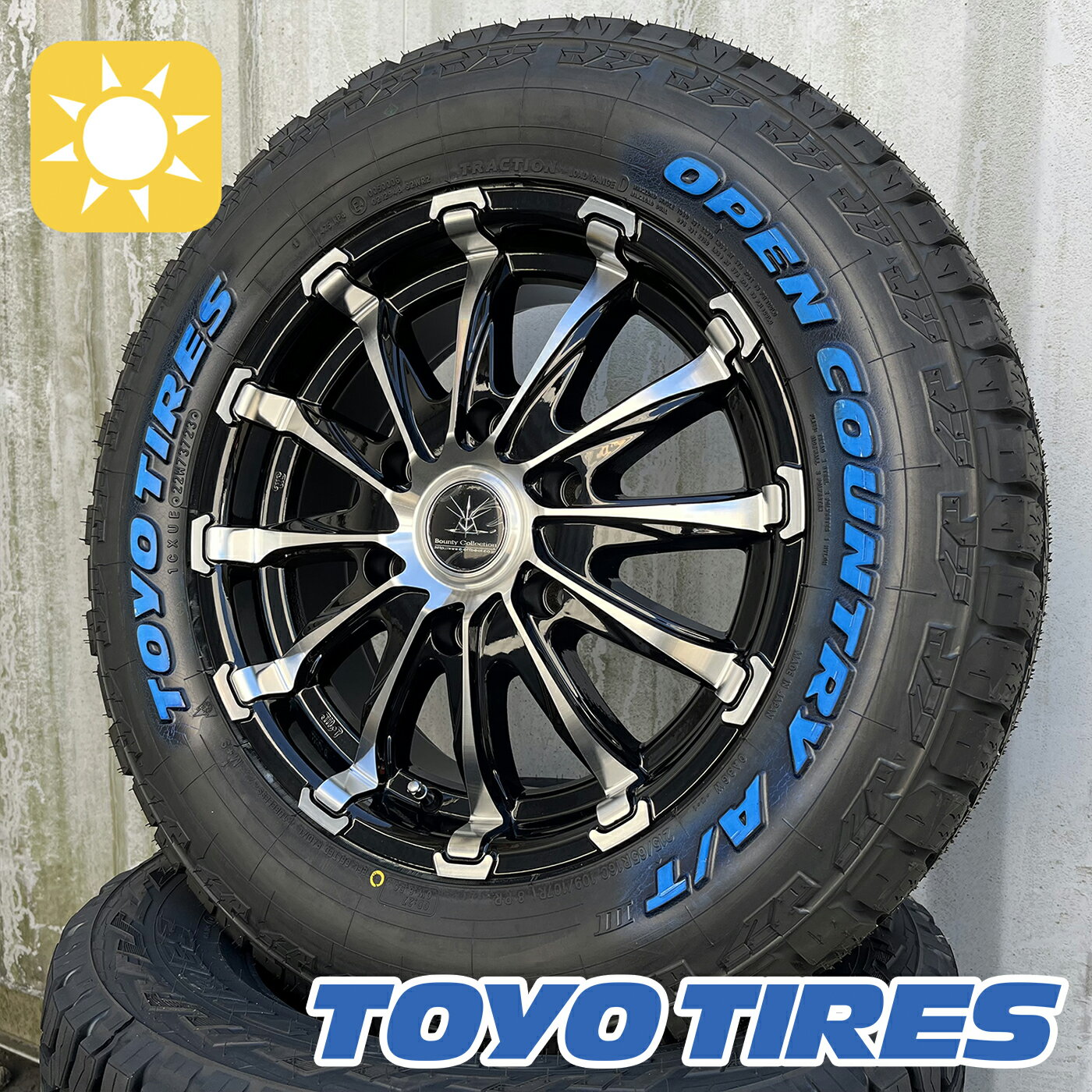 【新品4本組】 ハイエース 200系 16インチ アルミホイール TOYO オープンカントリー AT3 ホワイトレター 16インチ BD12 タイヤホイール