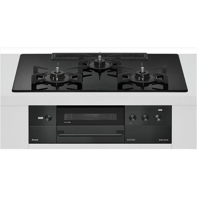 ガスコンロ ガス コンロ リンナイ ビルトインコンロ 幅75cm DELICIA(デリシア) 強火力(左・右) ナイトブラック ザ・ココット付属 RHS72W38M11RCBW LP プロパン