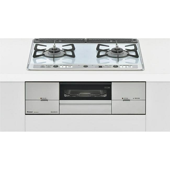 ガスコンロ ガス コンロ リンナイ 右強火力 ユーディア・エフ 幅60cm パールクリスタル ライトグレー ココットプレート付属 RS21W26K12RAVR 13A 都市ガス