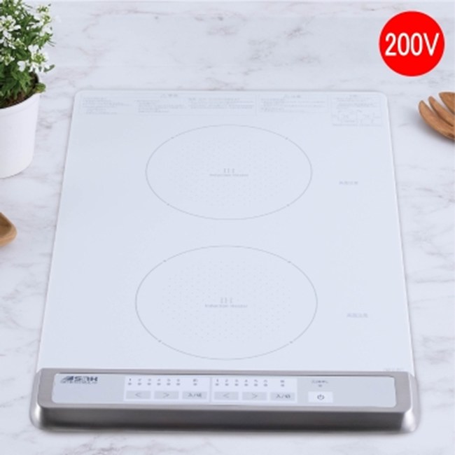 IHクッキングヒーター コンロ IHコンロ サンカコウギョウ ビルトイン2口 ホワイト 縦型(上面操作タイプ) 三化工業 IHクッキングヒーター SIH-BH223BJL-W