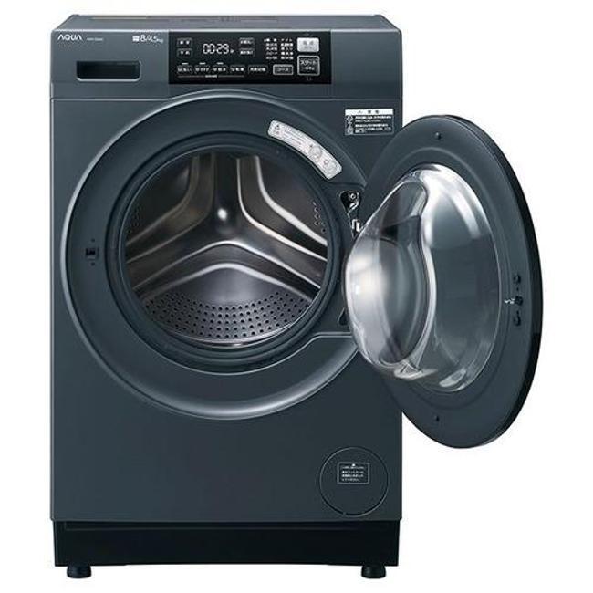 洗濯機(ドラム式 8.0kg〜) ドラム洗濯機 洗濯機 ドラム式 アクア サファイアブラック まっ直ぐドラム ドラム式洗濯乾燥機 (洗濯機8kg/乾燥機4.5kg) 右開き AQW-D8A-R-K