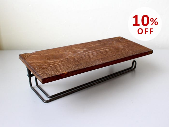 【スーパーSALE10％OFF】ウッドペーパーホルダー（L) wood paper holder(L) インダストリアルな雰囲気の木製飾り棚付ペーパーホルダー DIY アデペシュ