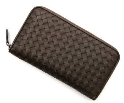 BOTTEGA VENETA 114076-V4651-2006ボッテガ・ヴェネタ ラウンドファスナー長財布イントレチャートカーフレザー スプレッソブラウン×ガンメタル