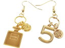CHANEL CHARMシャネル ホリデー チャームNo5+ボトルロゴチャーム社外品 フック(ジプシー) ピアスノベルティ メタル ゴールド※金属アレルギー非対応※ラッピング不可商品※ネコポス配送 (ポスト投函) (代引・日付/時間指定は有料送料)
