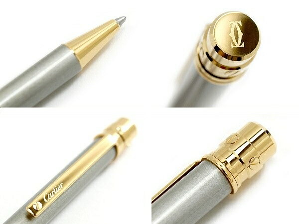 CARTIER ST150192SANTOS DE CARTIER BALLPOINT PENサントス ドゥカルティエ ボールペンスティールカラーラッカーイエローゴールドプレイテッドディティール