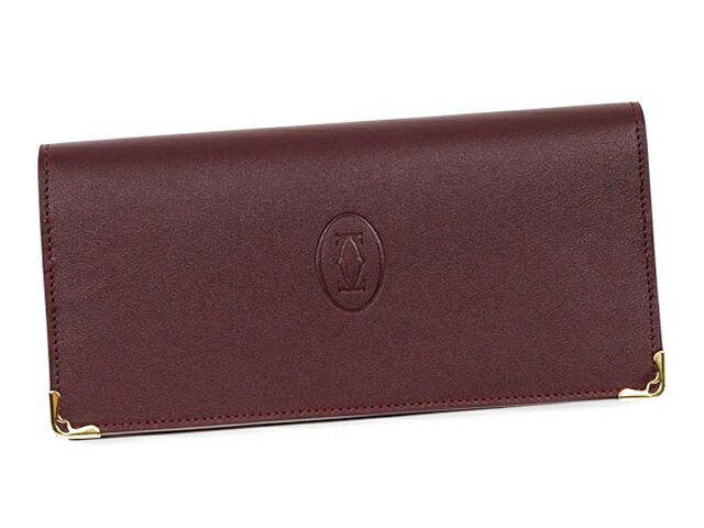 CARTIER L3001362MUST DE CARTIERZIPPED INTERNATIONAL WALLETマスト ドゥ カルティエ ジップ付インターナショナル ウォレット小銭入付長財布 カーフスキンボルドー×ゴールド