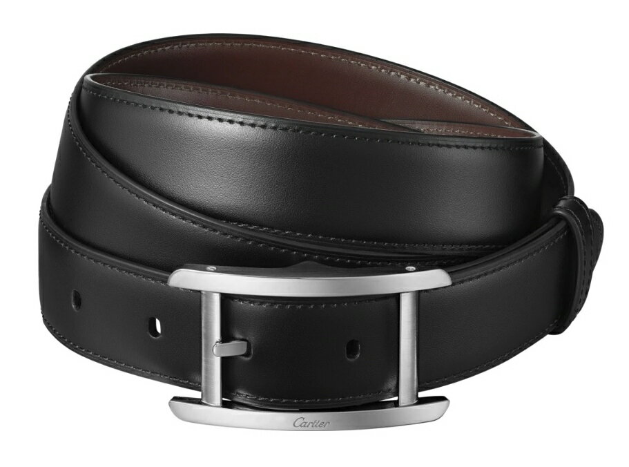 CARTIER L5000599 TANK DE CARTIER BELTカルティエ タンク ユニセックス リバーシブル ベルトカウハイドレザー パラジウムフィニッシュ バックルブラック×ダークブラウン×シルバーストリンガシステム 〜115cm対応