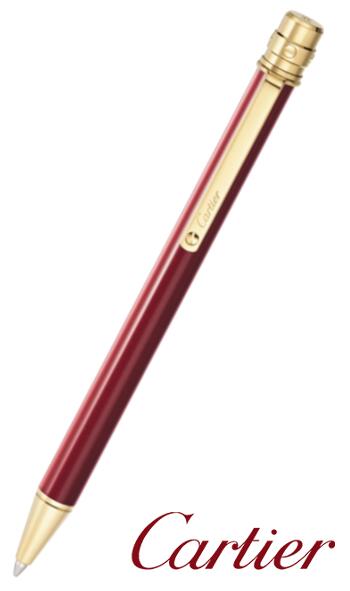 CARTIER OP000143 OP000378SANTOS DE CARTIER BALLPOINT PENサントス ドゥ カルティエ ボールペンボルドー(バーガンディ)カラーラッカーイエローゴールドプレイテッドディティール