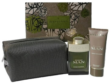 BVLGALI MAN WOOD ESSENCE POACH SETブルガリ マン ウッド エッセンス ポーチセットマン ウッド EDP 90mlアフターシェーブバーム 100mlブルガリ 特製ブラック化粧ポーチ