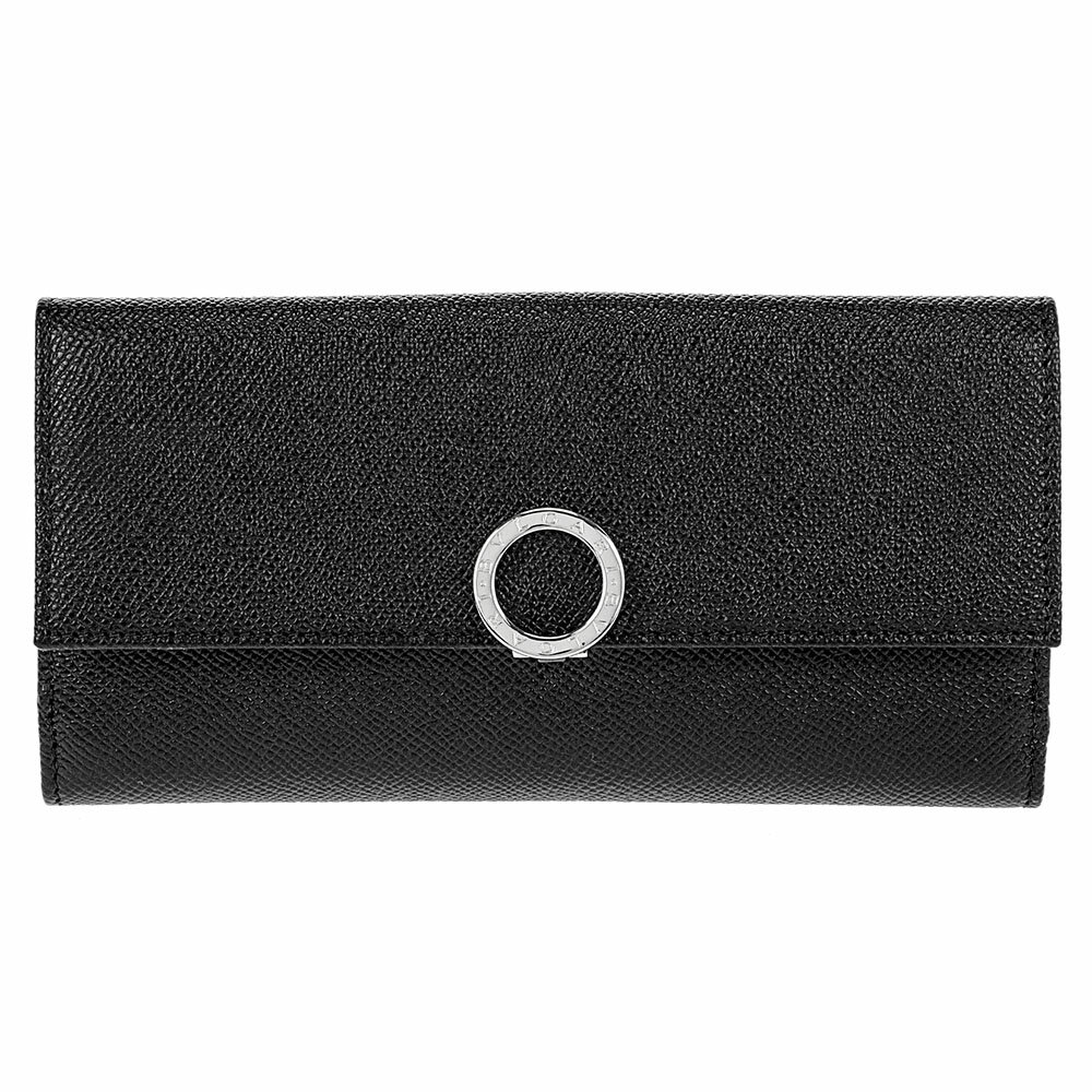 ブルガリ 財布（レディース） BVLGARI 30416 BBブルガリ ブルガリブリガリ Wホック長財布型押レザー ブラック×ブルー×シルバー