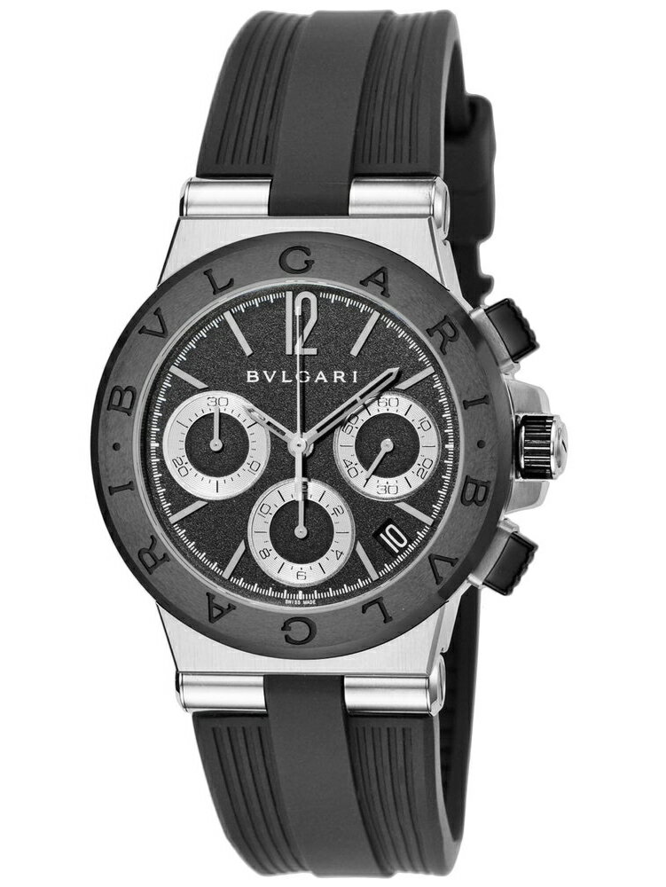 BVLGARI DG37BSCVDCH DIAGONOブルガリ ディアゴノ メンズ腕時計クロノグラフ スイス製 オートマチック カレンダーステンレス/セラミック×ラバーブラック×グレー