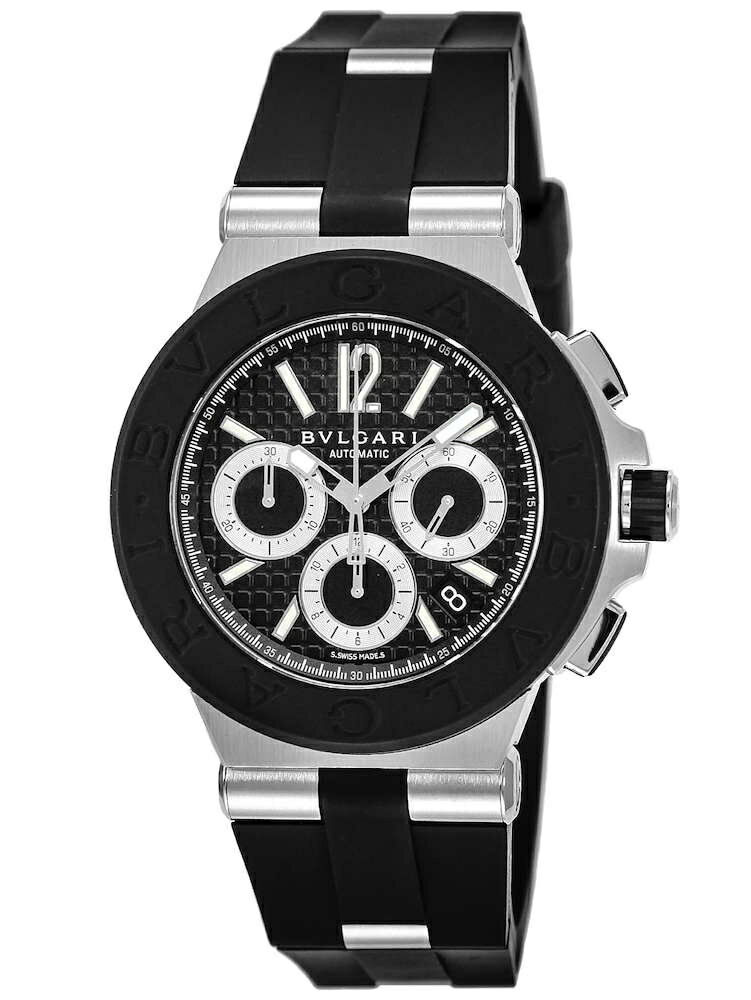 BVLGARI DG42BSVDCH DIAGONOブルガリ ディアゴノ メンズ腕時計クロノグラフ スイス製 オートマチック カレンダーステンレス×ラバーブラック×シルバー