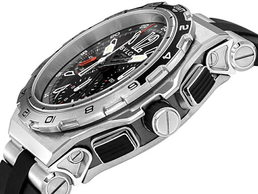 BVLGARI DP45BSTVDCHGMT DIAGONOブルガリ ディアゴノ メンズ腕時計クロノグラフ スイス製 オートマチック カレンダーステンレス/チタン/ラバー×ラバーブラック×シルバー