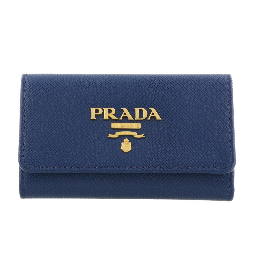 プラダ キーケース PRADA 1PG004-QWA-F0016SAFFIANO METAL BLUETTEプラダ 4連キーケース サフィアーノ メタルブリエッタ×ゴールド※取寄品