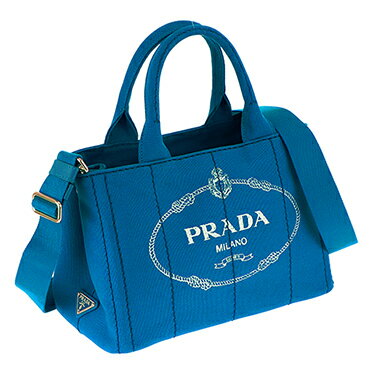 PRADA 1BG439-CANAPA/AZZURROプラダ 2WAYバッグコットンキャンバスブルー×ゴールド