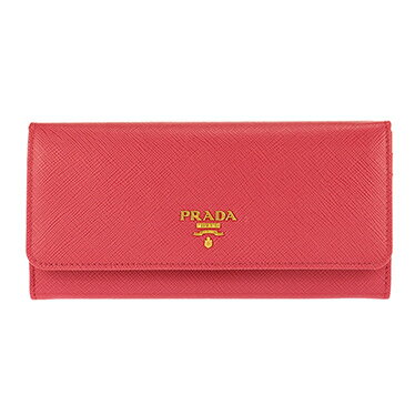 PRADA 1MH132S-ME-PEONIAプラダ スナップ長財布チェーン付パスケース型押レザー ピンク系×ゴールド