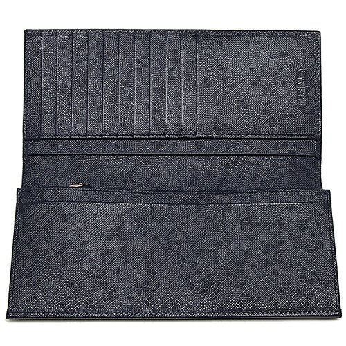 PRADA 2MV836-SAFF/NER プラダ 二折長財布型押レザー ブラック×シルバー
