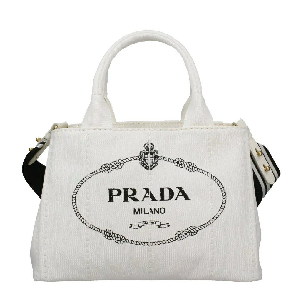 PRADA 1BG439-ZKI-F0964プラダ 2WAYバッグ ショルダーストラップ（着脱可）コットンキャンバスビアンコ※取寄品