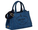 プラダ ストラップ（レディース） PRADA 1BG439-AJ6-F0008 CANAPA DENIM BLEUプラダ カナパ 2WAYバッグトートバッグ・ハンドバッグ ショルダーストラップ付（取外し可能）デニムブルー×ブラック×ゴールド※取寄品