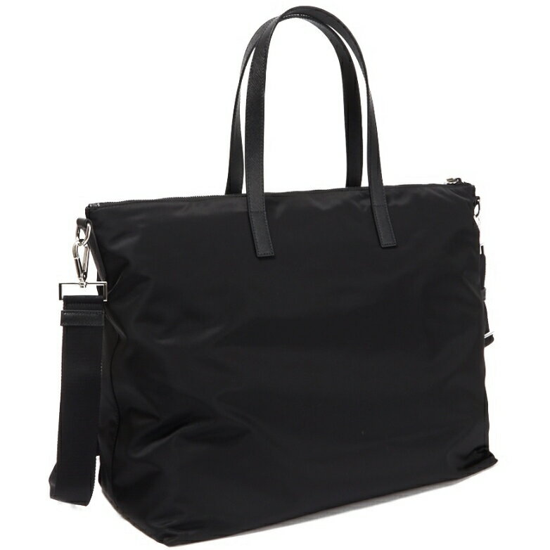 PRADA 2VG024-064-F0002TESSUTO SAFFIANO 2WAY BAG プラダ 2WAY ビジネス トートバッグショルダーストラップ付(脱着可能)テスート（ナイロン）×サフィアーノ（レザー）ブラック×シルバーPRADA 純正保護袋・ギャランティーカード