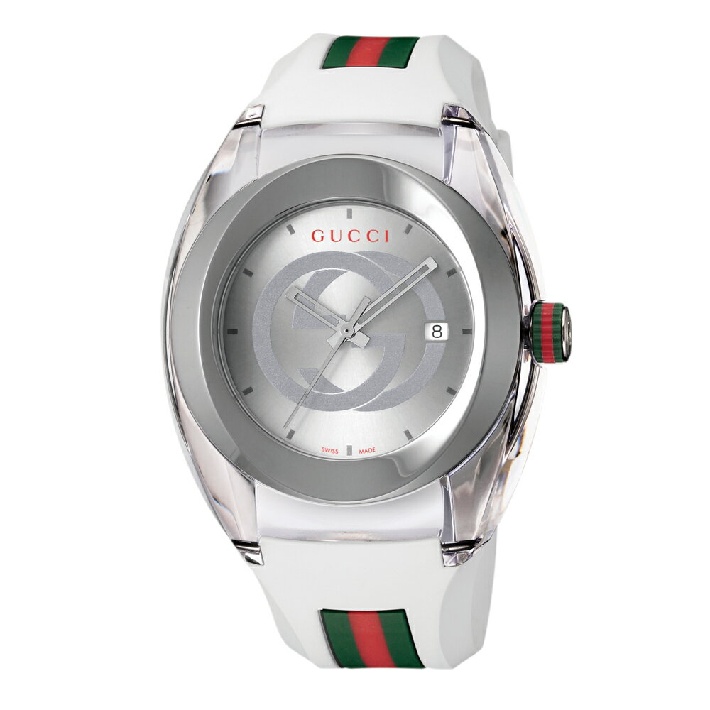 GUCCI YA137102A WHITESYNC WATCHグッチ シンク メンズ腕時計スイス製 クォーツ ラバーベルトホワイト