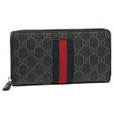 グッチ 長財布 レディース GUCCI 408831-KHN4N-1095グッチ ラウンドファスナー長財布キャンバス×カーフスキンレザーグレー×ブラック