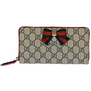 GUCCI435293-K2LOG-4069グッチラウンドファスナー長財布GGキャンバス×レザーベージュ