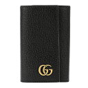 GUCCI 435305-DJ20T-1000 GG MARMONTグッチ GGマーモント 6連キーケースカーフスキンレザー ブラック×アンティークゴールド