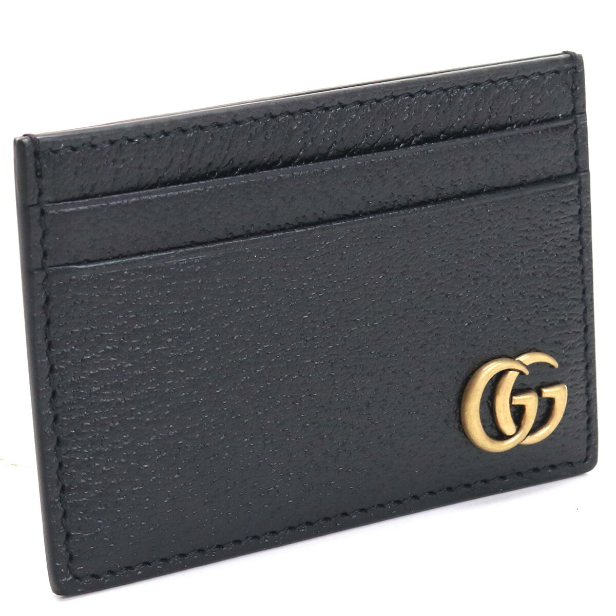 GUCCI 436022-DJ20T-1000 GG MARMONTグッチ GGマーモント カードケースマネークリップカーフスキンレザー ブラック×ゴールド