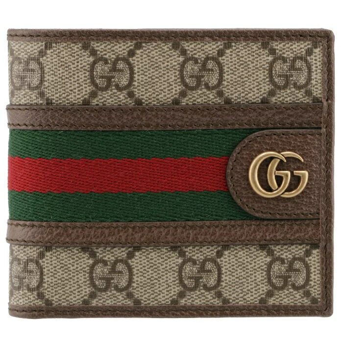 GUCCI 597609-96IWT-8745 OPHIDIAグッチ オフィディア 二折財布GGスプリームキャンバス×レザーブラン×グリーン×レッド×アンティークゴールド