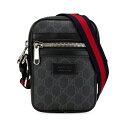 GUCCI 682357-K5RLN-1095グッチ ショルダーバッグGGスプリームキャンバス×カーフレザーブラック×ネイビー×レッド