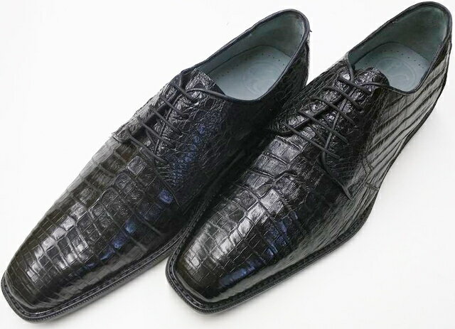 CUADRA 0E1FWFW CAIMAN MENS SHOESクアドラ カイマンレザー（ワニ革）メンズシューズ外羽プレーン ブラックMEXICO/27.5 USA/8.5 JAPAN/26.5-27.0