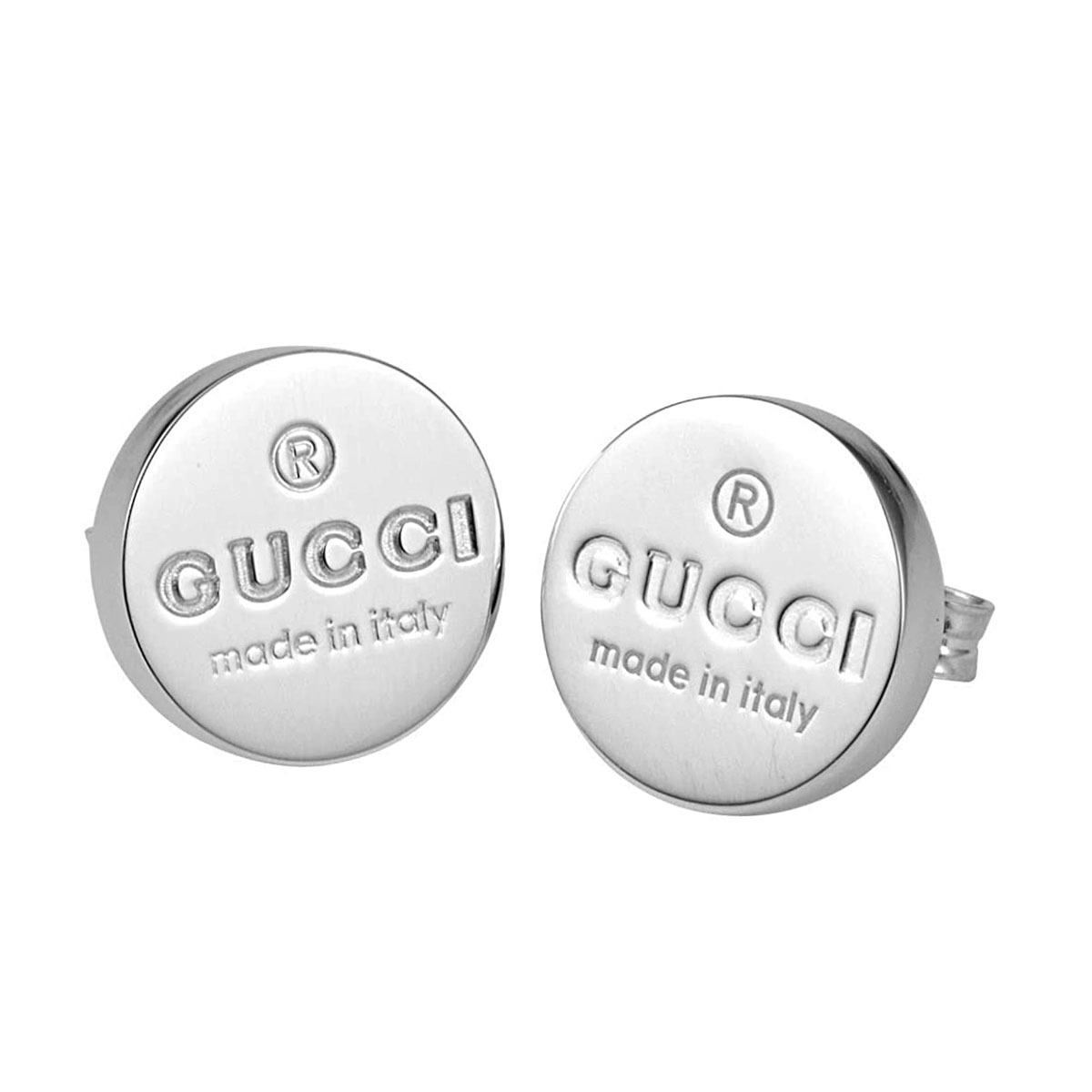 グッチ ピアス（レディース） GUCCI 163123-J8400-8106SILVER PIERCE MADE IN ITALY グッチ ラウンド プレート ピアス レディースイタリア製 スターリングシルバー(銀製品)GUCCI純正BOX・保護袋・コントロールカード