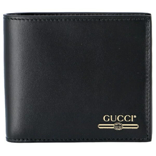 グッチ 財布（メンズ） GUCCI 547586-0YA0G-1000グッチ メンズ ヴィンテージロゴ 二折財布カーフスキンレザー ブラック×ゴールド