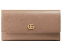 GUCCI 456116-CAO0G-5729グッチ プチ マーモント コンチネンタルウォレットファスナー小銭入付長財布 テクスチャードレザーベージュ×ゴールド