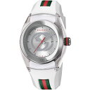 GUCCI YA137302 SYNC WHITE WATCHグッチ シンク レディース腕時計スイス製 クォーツ ラバーベルトホワイト×シルバー×ウェブ※取寄品