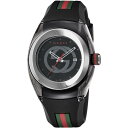 グッチ 腕時計（レディース） GUCCI YA137301 SYNC BLACK WATCHグッチ シンク レディース腕時計スイス製 クォーツ ラバーベルトブラック×シルバー×ウェブ※取寄品