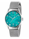 GUCCI YA1264039 G-TIMELESS WATCHSAPPHIRE TURQUIOSE MATHER OF PEARL DIALSIVER MESH BRACELETグッチ G-タイムレス ユニセックス腕時計サファイア ターコイズマザーオブパールダイヤルシルバーメッシュブレスレット※取寄品