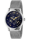 GUCCI YA126328 G-TIMELESS WATCHBLUE MOTIFS DIAL SIVER MESH BRACELETグッチ G-タイムレス 腕時計クォーツ ユニセックス（男女兼用）シルバーメッシュブレスレットシルバー×ブルー×ゴールド ※取寄品