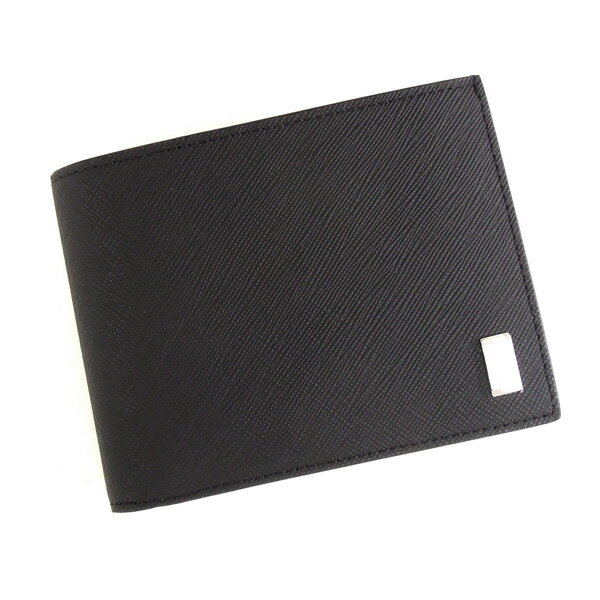 dunhill 22R2P10PS001R PLAINダンヒル プレイン 二折財布小銭入付PVC ブラック×シルバー