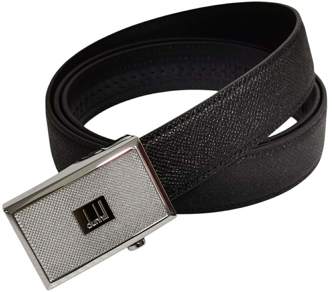 dunhill DU21R4A09CR001ダンヒル レガシーバックル ベルトオートマチック スライドアジャスター ファイングレインレザー 30mm イタリア製 〜115cm対応 カット可能ブラック×シルバー