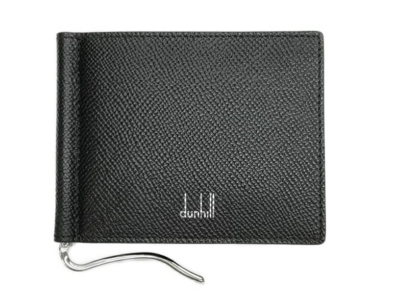 ダンヒル マネークリップ dunhill 19R2810CA001 CADOGANダンヒル カドガン マネークリップ付二折財布フルグレインカーフレザーブラック×シルバーdunhill 純正BOX・保護布・ギャランティーカード