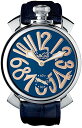 GAGA MILANO 5010.05SMANUALE 48MMガガミラノ マヌアーレ 48ユニセックス 手巻き 腕時計レザー ステンレスブルー×ゴールド